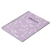 Girly Lavender Faux Glitter Sparkle ノートブック (左側)