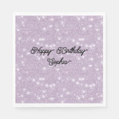 Girly Lavender Glitter Sparkle Birthday スタンダードランチョンナプキン (正面)