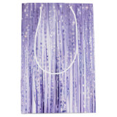 Girly Lavender Purple Glam Tinsel Stripes  ミディアムペーパーバッグ (正面)