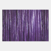 Girly Lavender Purple Silver Glam Tinsel Stripes ラッピングペーパーシート (正面3)