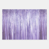 Girly Lavender Purple Silver Glam Tinsel Stripes ラッピングペーパーシート (正面)
