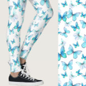 Girly light blue butterfly whimsical patterned レギンス