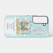 Girly Light Blue Floral Sheep Cross Bible Samsung Galaxyケース (裏面横)