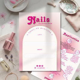 Girly Milky Pink Ombre Press On Nail Display Card サンキューカード