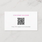 Girly Minimal Pink Modern Professional QR Code 名刺 (裏面)