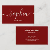 Girly Minimalist Calligraphy Red 名刺 (正面/裏面)