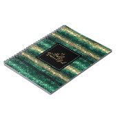 Girly Mint Gold Glitter Black Hello Beautiful ノートブック (左側)