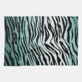 Girly Mint Ombre Black Zebra Print キッチンタオル (横)