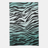 Girly Mint Ombre Black Zebra Print キッチンタオル (縦)