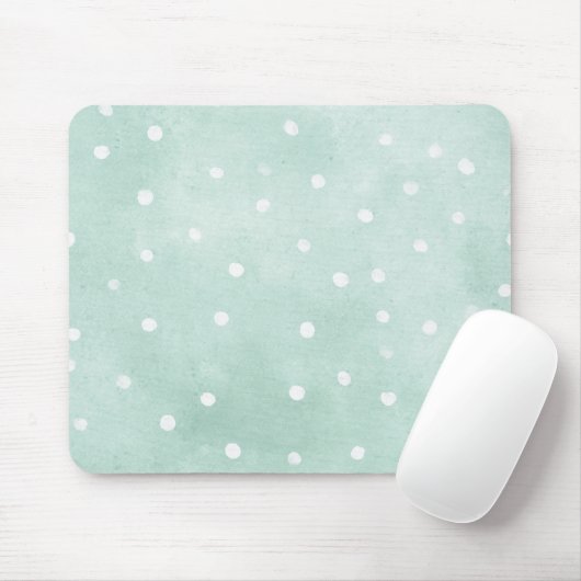 Girly Mint White Dots  マウスパッド (マウス)