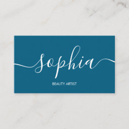 Girly Modern Calligraphy Blue Business Card 名刺