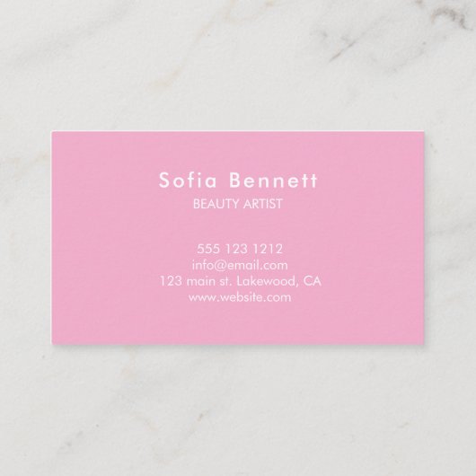Girly Modern Calligraphy Pink Business Card 名刺 (裏面)