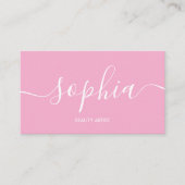 Girly Modern Calligraphy Pink Business Card 名刺 (正面)
