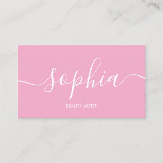 Girly Modern Calligraphy Pink Business Card 名刺 (正面)