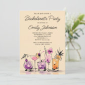 Girly Modern Cocktails Illustration Bachelorette 招待状 (スタンド正面)