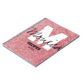 Girly Monogram Calligraphy rough rose Pink Binder ノートブック (左側)
