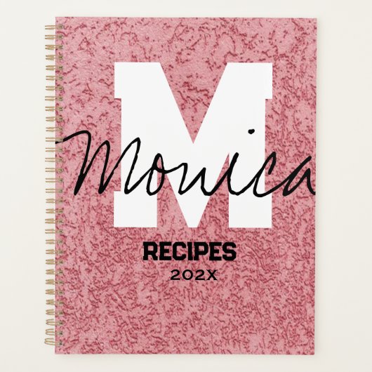 Girly Monogram Calligraphy rough rose Pink Binder プランナー手帳 (正面)