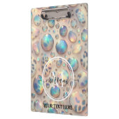 Girly Opal Leopard Print Office School クリップボード (左)