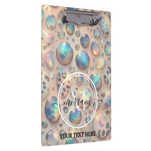 Girly Opal Leopard Print Office School クリップボード (右)