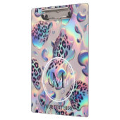 Girly Opal Leopard Print Office School クリップボード (左)