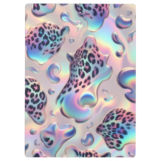Girly Opal Leopard Print Office School クリップボード (裏面)