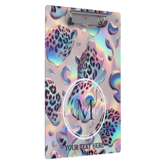 Girly Opal Leopard Print Office School クリップボード (右)