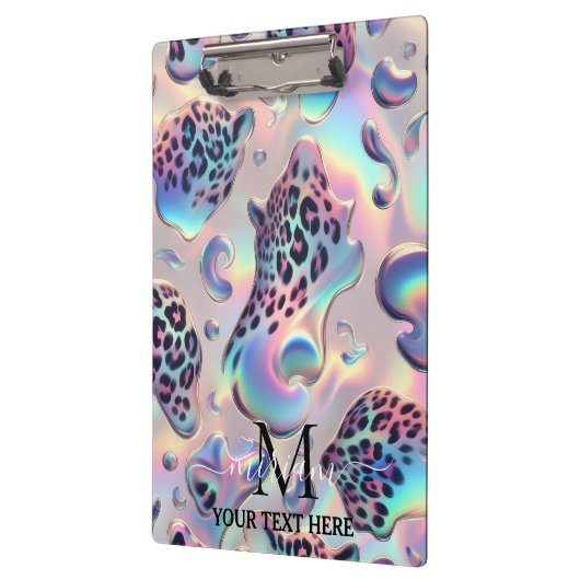 Girly Opal Leopard Print Office School クリップボード (左)
