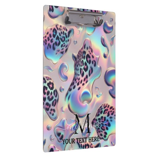 Girly Opal Leopard Print Office School クリップボード (右)