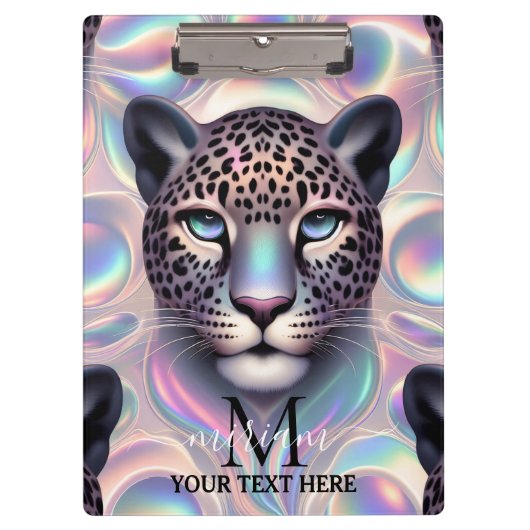 Girly Opal Leopard Print Office School クリップボード (正面)