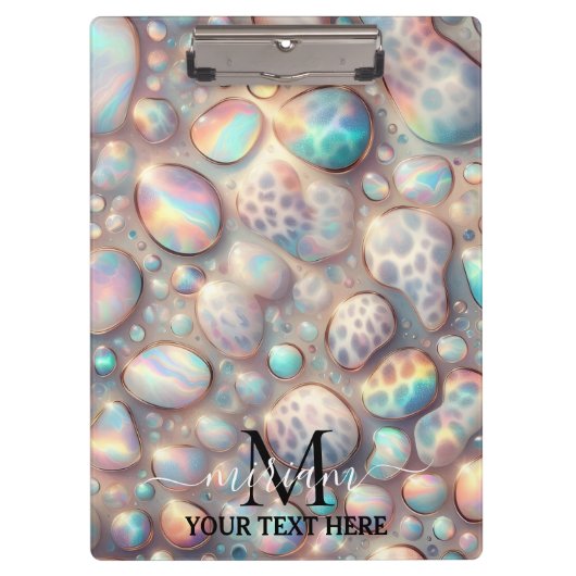 Girly Opal Leopard Print Office School クリップボード (正面)