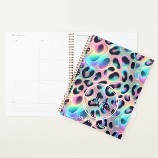 Girly Opal Leopard Print Office School プランナー手帳 (ディスプレー)