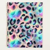 Girly Opal Leopard Print Office School プランナー手帳 (正面)