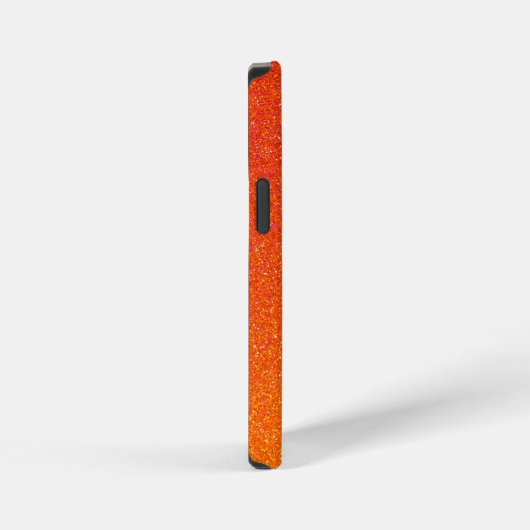 Girly Orange Glitter Sparkles Monogram Script Name iPhoneケース (右側面)