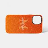 Girly Orange Glitter Sparkles Monogram Script Name iPhoneケース (裏面横)