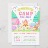 Girly Pastel Camping Birthday Invitation 招待状 (正面)