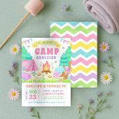 Girly Pastel Camping Birthday Invitation 招待状