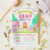 Girly Pastel Camping Birthday Invitation 招待状