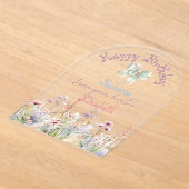 Girly Pastel Wildflower Satin Coquette  アクリル招待状 (レイダウン)