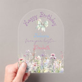 Girly Pastel Wildflower Satin Coquette  アクリル招待状 (インサイチュ (ポータブル))