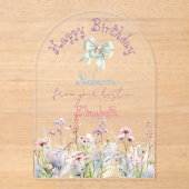 Girly Pastel Wildflower Satin Coquette  アクリル招待状 (正面)