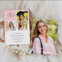 Girly Photo Collage Modern Graduation Party