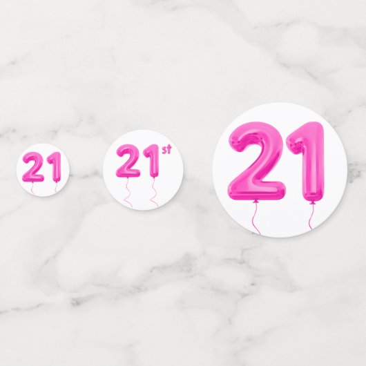 Girly Pink 21st Balloon Birthday Table Confetti コンフェッティ (正面)