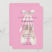 Girly Pink Ballet Shoes Bow Birthday 招待状 (正面/裏面)