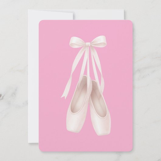 Girly Pink Ballet Shoes Bow Birthday 招待状 (裏面)