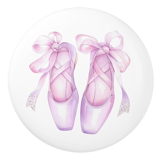 Girly Pink Ballet Shoes Ceramic Knob セラミックノブ (正面)