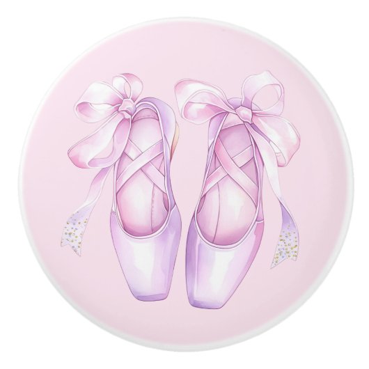 Girly Pink Ballet Shoes Ceramic Knob セラミックノブ (正面)