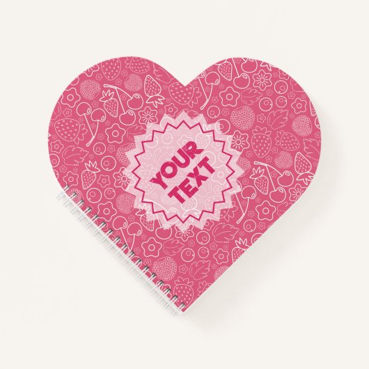 Girly Pink Berry Strawberry Cherry Modern. ノートブック (正面)