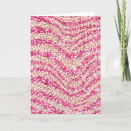 Girly Pink Blush Glitter Zebra Pattern             カード