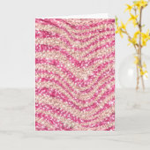 Girly Pink Blush Glitter Zebra Pattern カード (黄色い花)