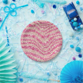 Girly Pink Blush Glitter Zebra Pattern             ペーパープレート (パーティー)